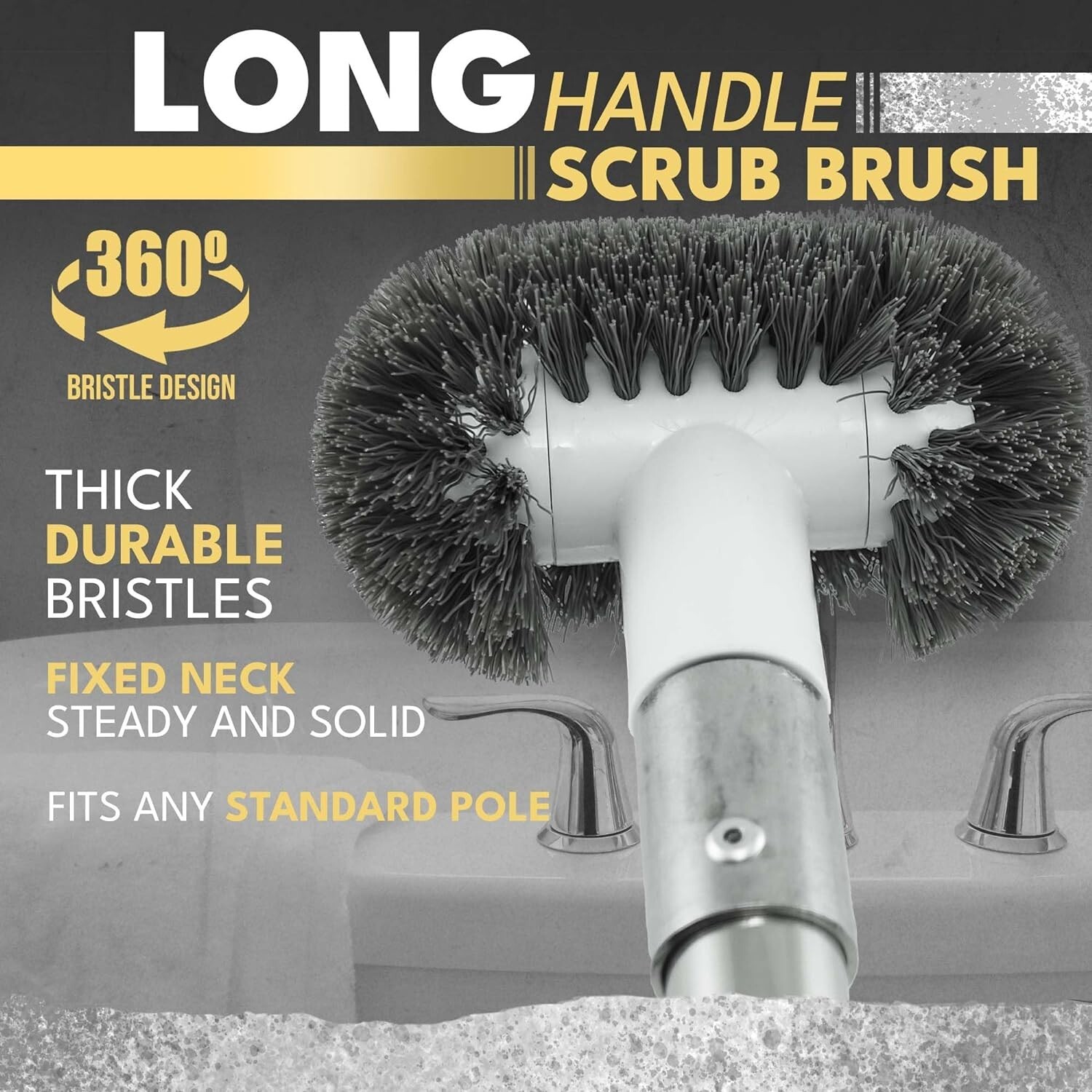The Crown Choice Tub and Shower Scrubber Brush with Long Handle