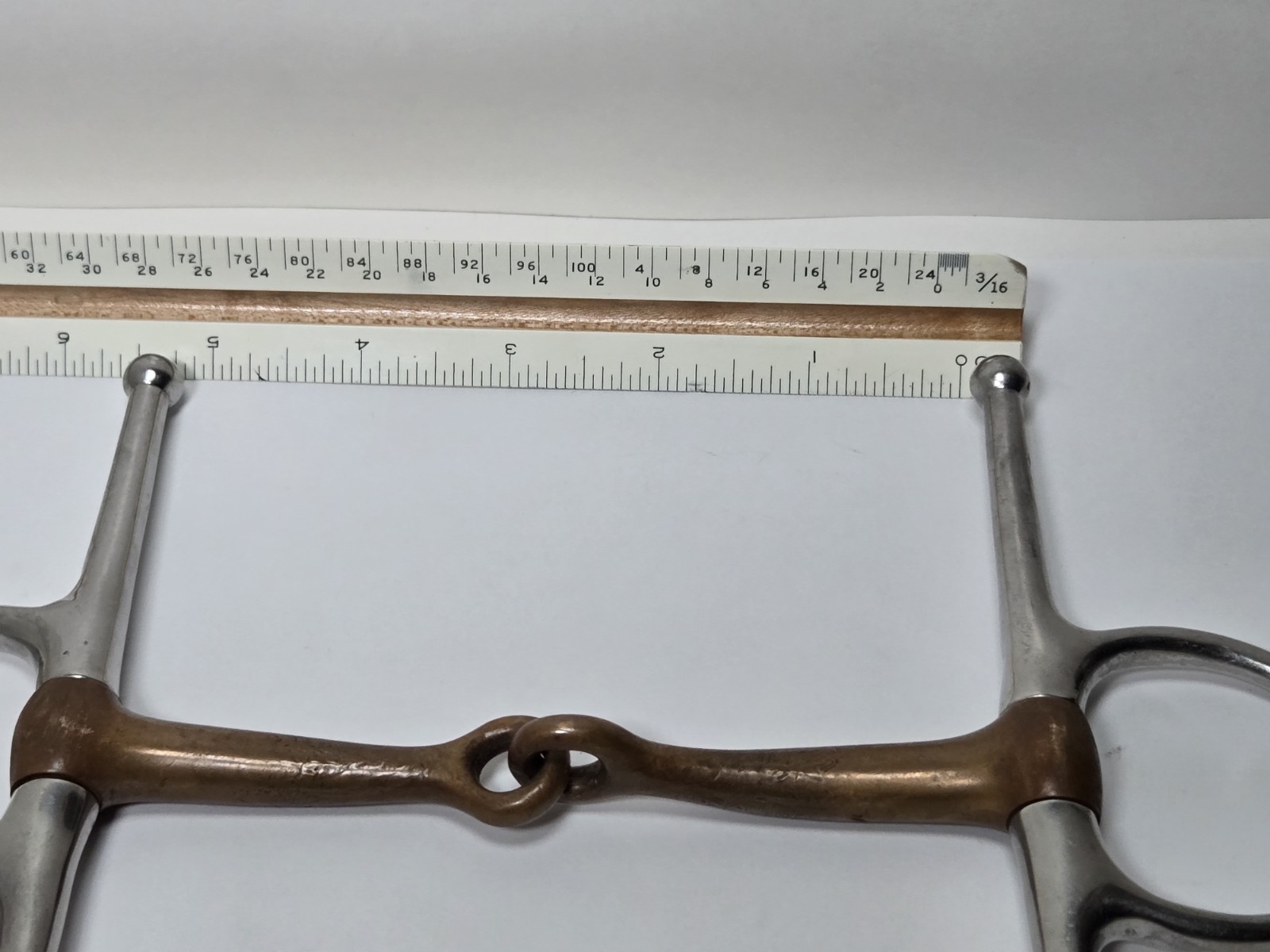 Used Full 6 1/2 Cheek Snaffle Bit Checopper Mouth Bit