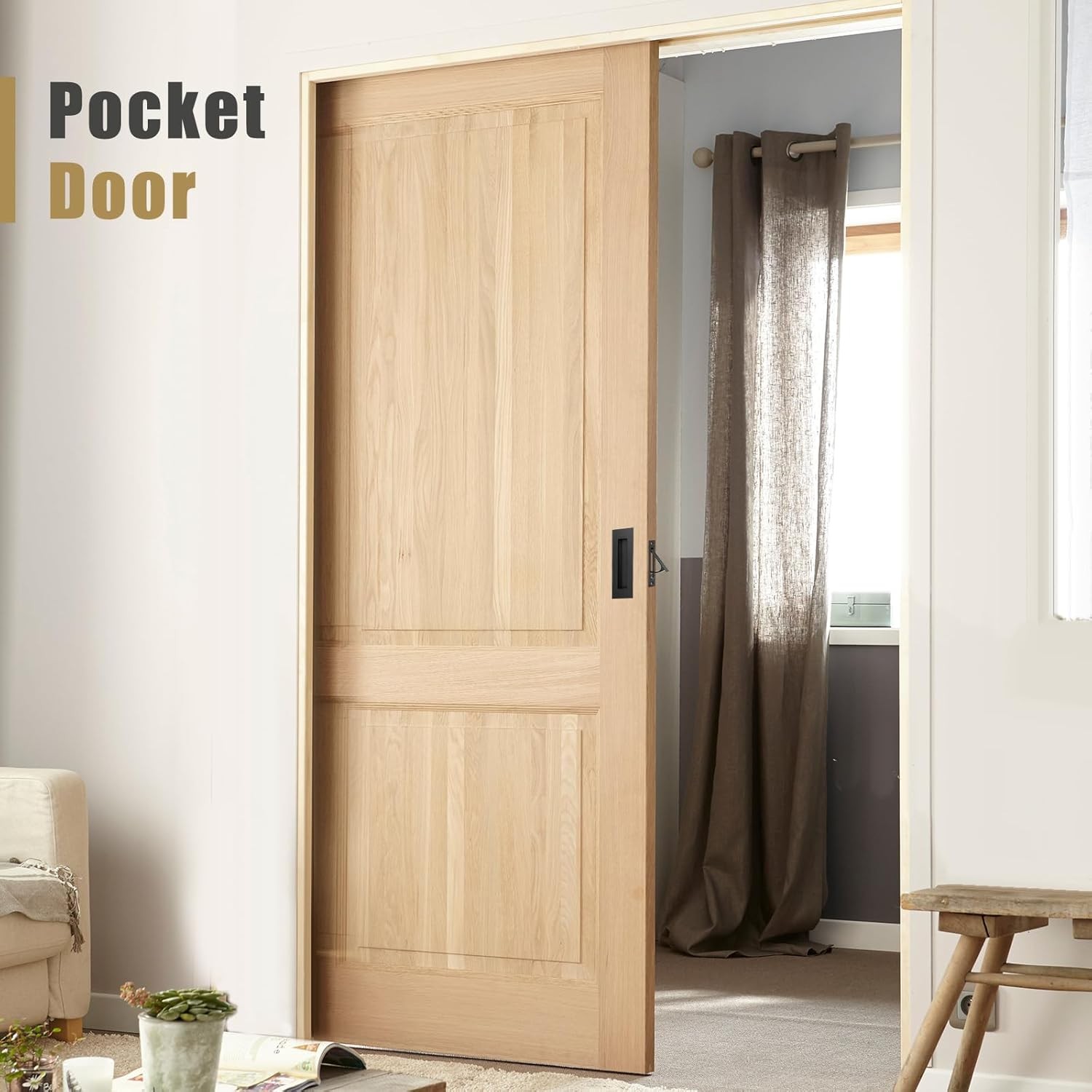 Pocket Door Hardware Set – 2 Recessed Flush Finger Pulls & 1 Edge Pull