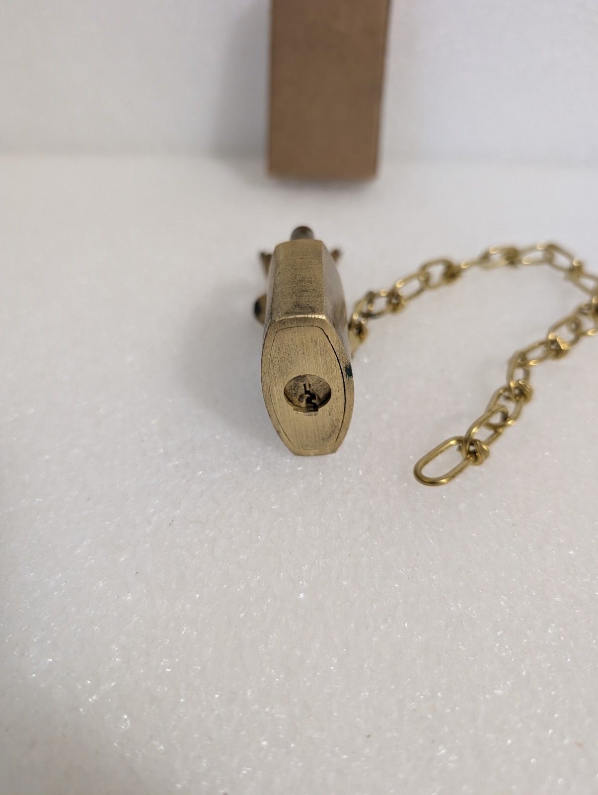U.S. Eagle Pad Lock Military Issued Solid Brass with Two Keys and Chain Vtg