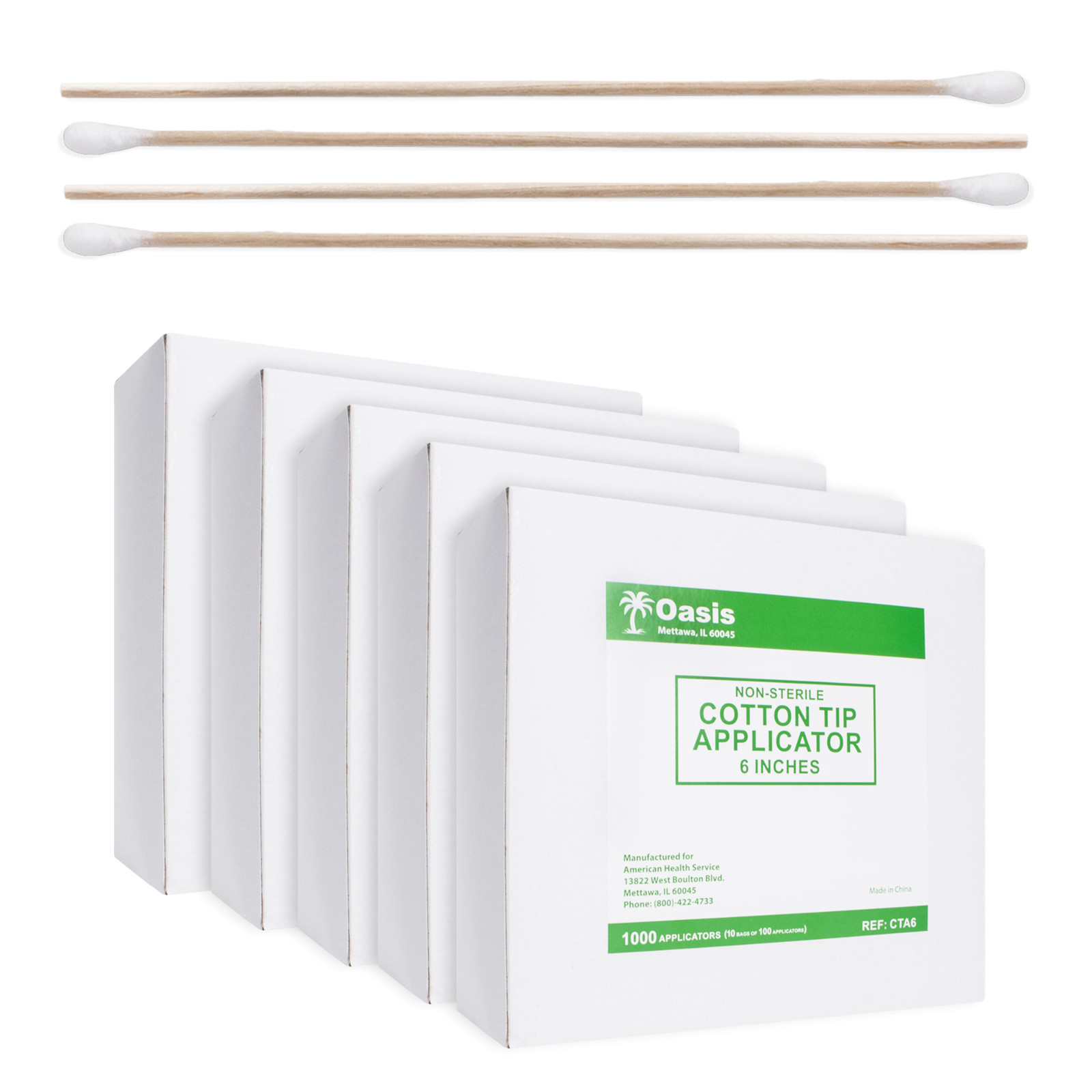 6” Cotton-Tipped Wood Applicators, 10,000 Nonsterile Swabsticks, 100 Applicators
