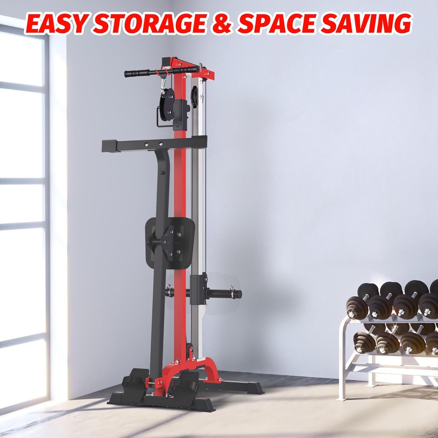 Multi Function Lat Pulldown Machine W/ Row & Leg Support Tricep Workout for Gym