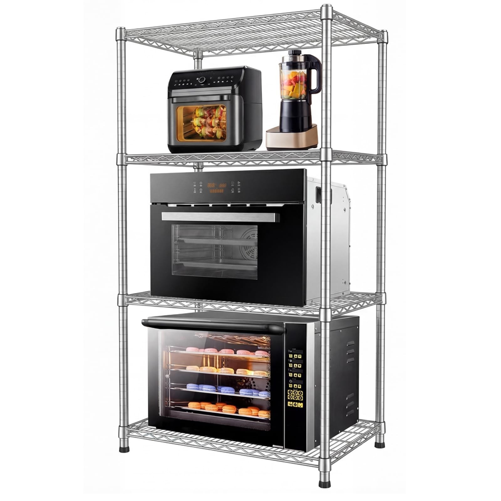 24"Depth Metal Wire Shelving Unit Metal Shelf Adjustable Storage Rack Kitchen...