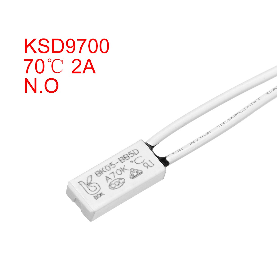 Thermostat, 70℃ N.O 2A Plastic Bimetal Temperature Control Switch 2pcs