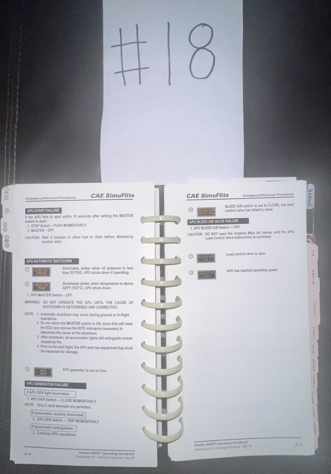 CAE SimuFlite Hawker 800 XP Operating Handbook