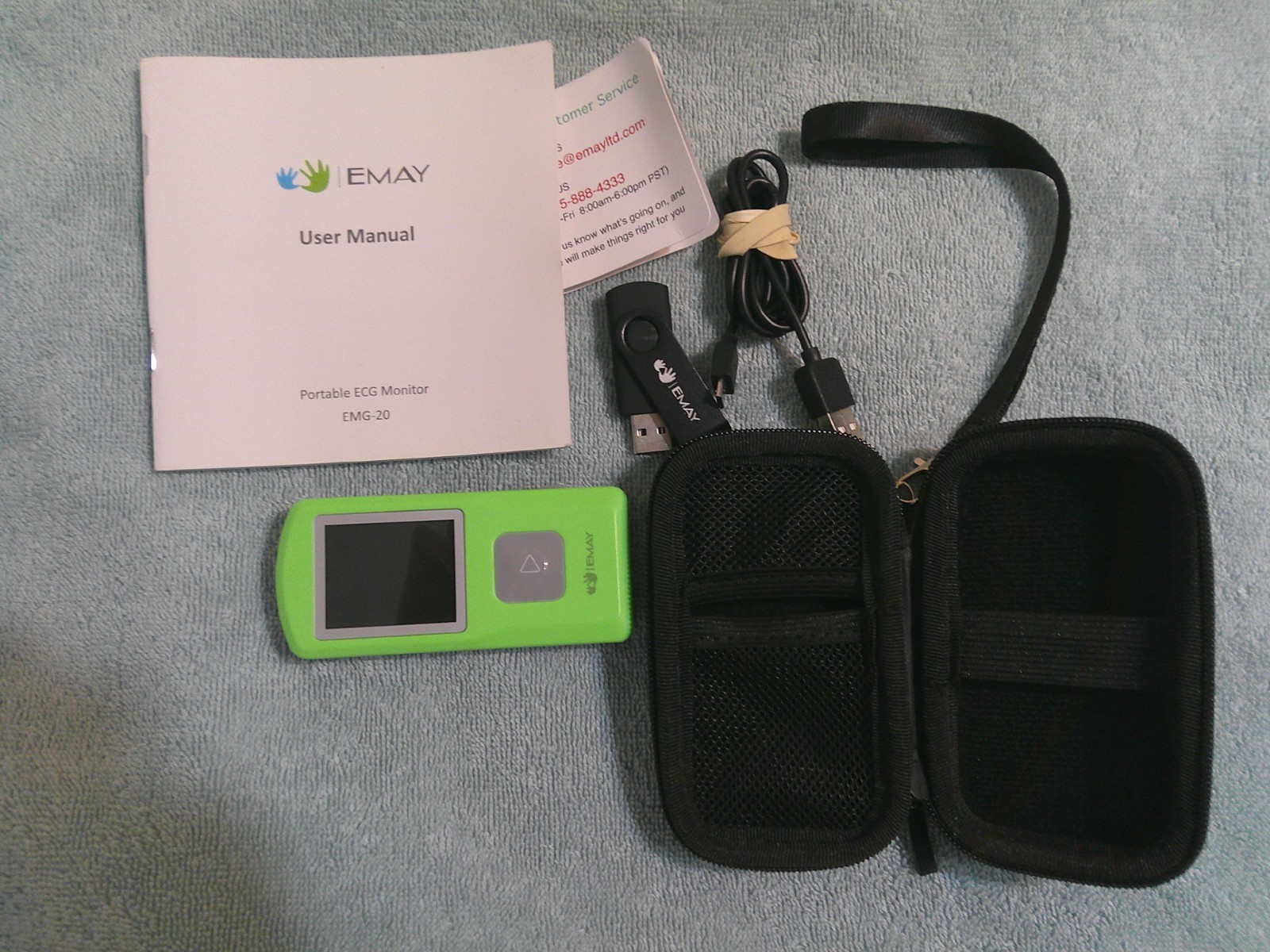 EMAY Wireless ECG/EKG Monitoring Device Portable ECG Monitor Model EMG-20 green