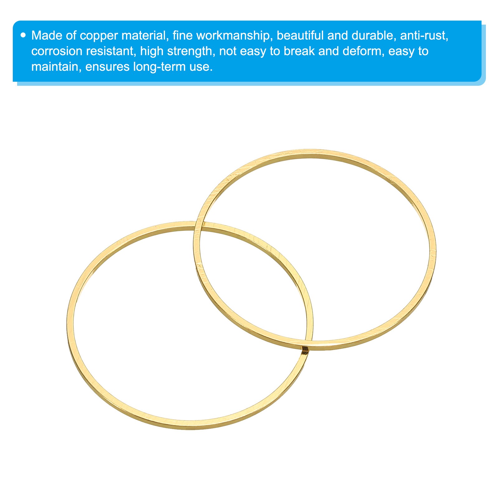 30pcs Earrings Beading Hoop 1.3" Dia Round Finding Ring Pendant Golden Tone