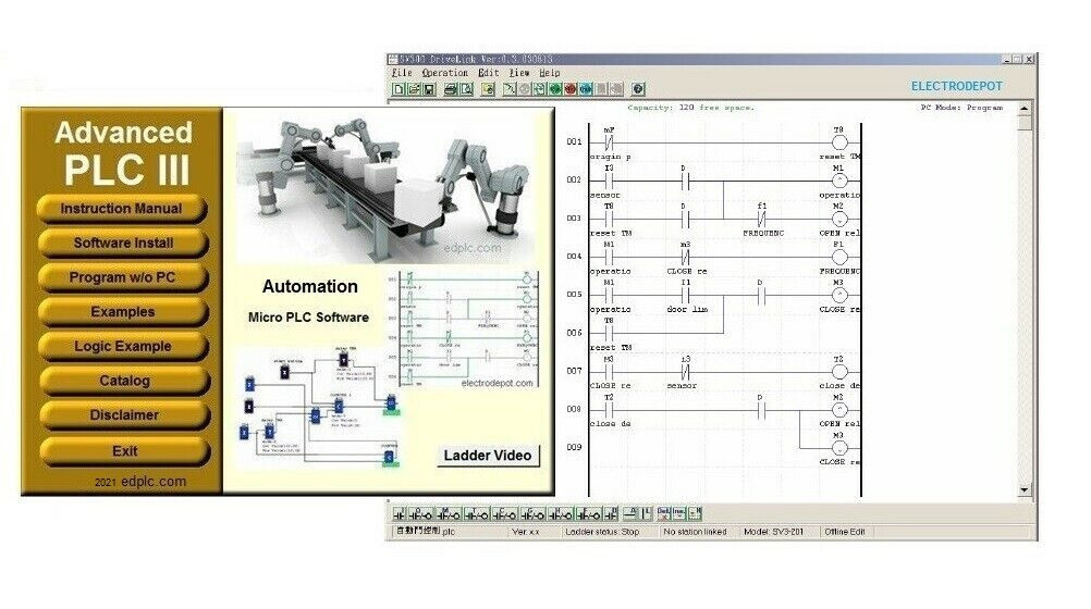 PLC Programming Software Ladder Logic, Function Diagram Run Time w Simulation US