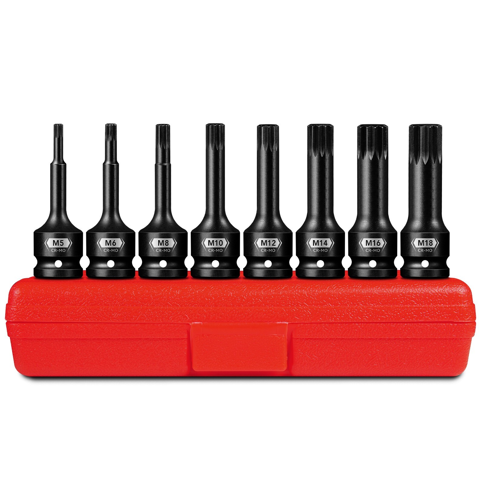 8 Pcs 1/2" Drive Impact XZN Triple Square Bit Socket Set M5-M18