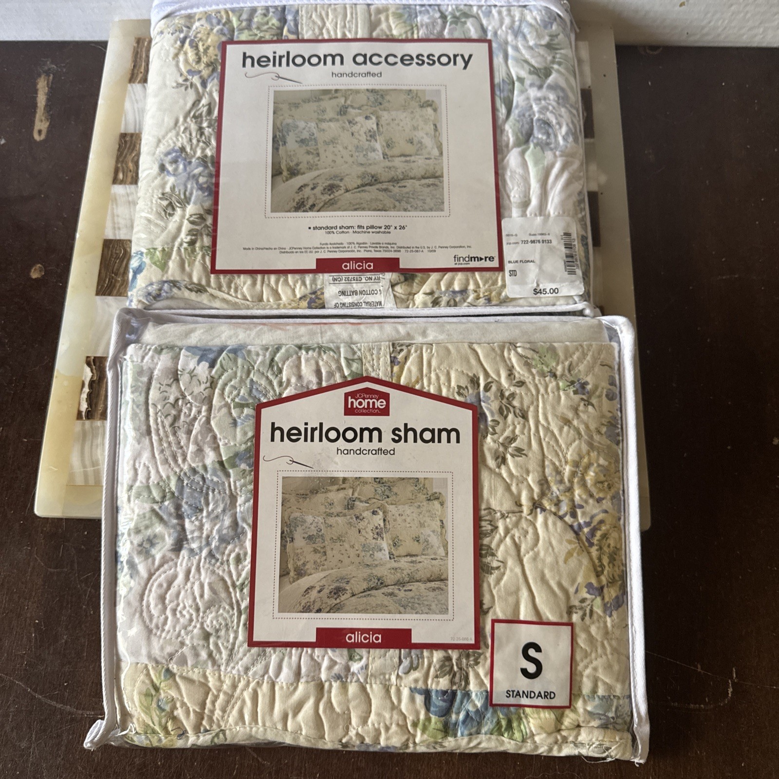 NEW Lot Of 2 Vintage Blue Floral "Alicia" Pillow Sham 20"x26" 100% Cotton JCPenn