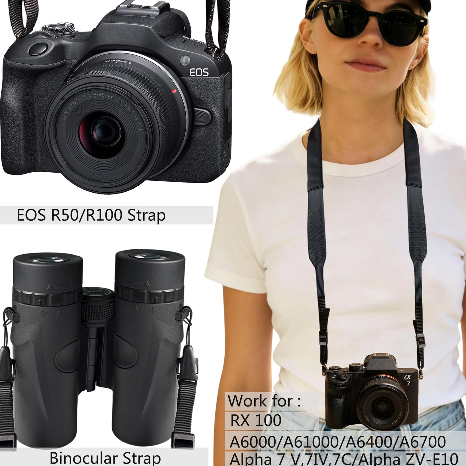 Camera Neck Strap Thin,Binocular Strap with Neoprene Padding,Camera Lanyard,D...