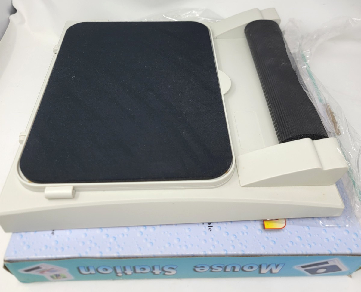 Vintage Computer Mouse Station Built-in Accessory Tray Padded Wrist Roller