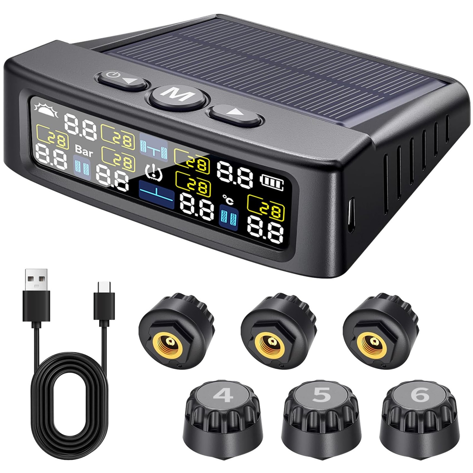 RV Tire Pressure Monitoring System -TPMS Tire Pressure Monitor with 6 Sensors...