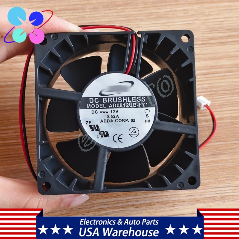 New For ADDA AD0812UB-F71 8CM 8038 12VDC 0.52A 2Pins Inverter Case Cooling Fan