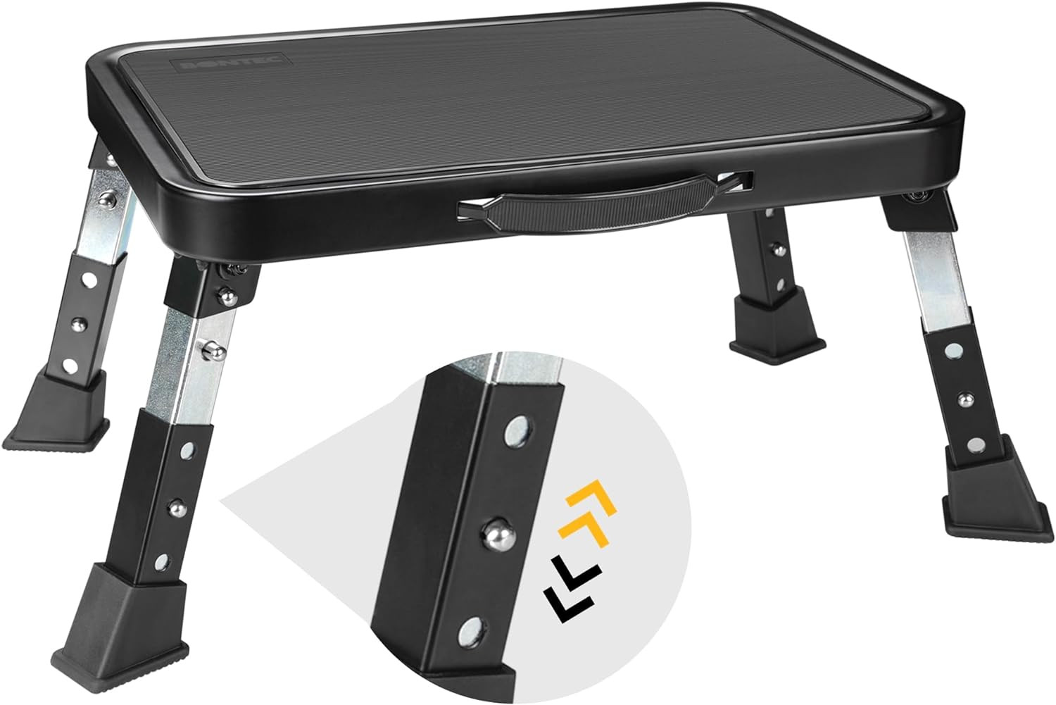 Folding Step Stool, 3-Level Adjustable Metal Step Stool, 330Lbs | Heavy Duty Fol