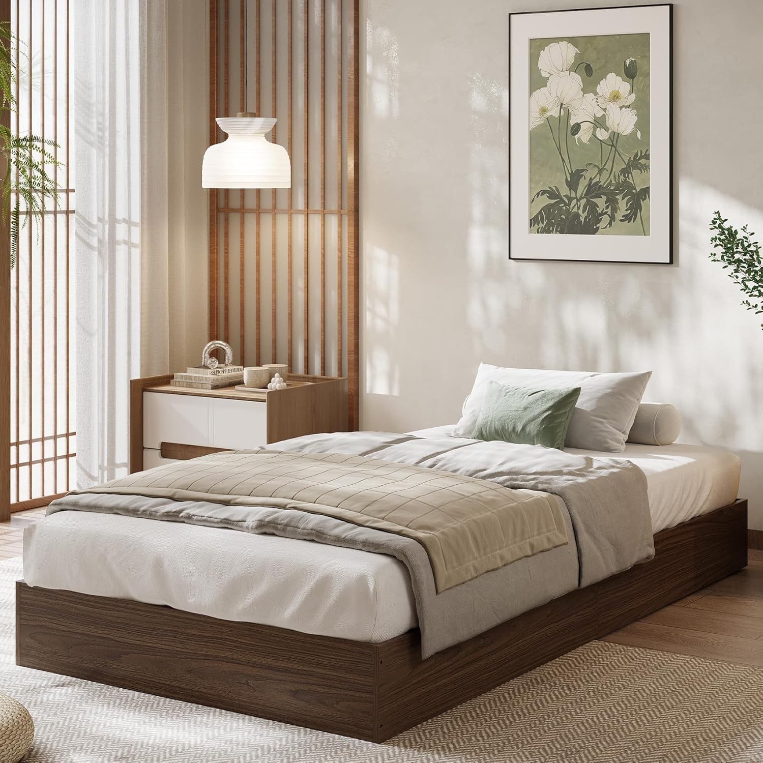 Multiple Sizes Modern Platform Bed Frame Wooden Bed Frame Without Headboard