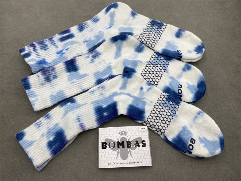 Bombas Honeycomb Calf Sock Men Performance Size L 3 Pairs Tie-dye blue