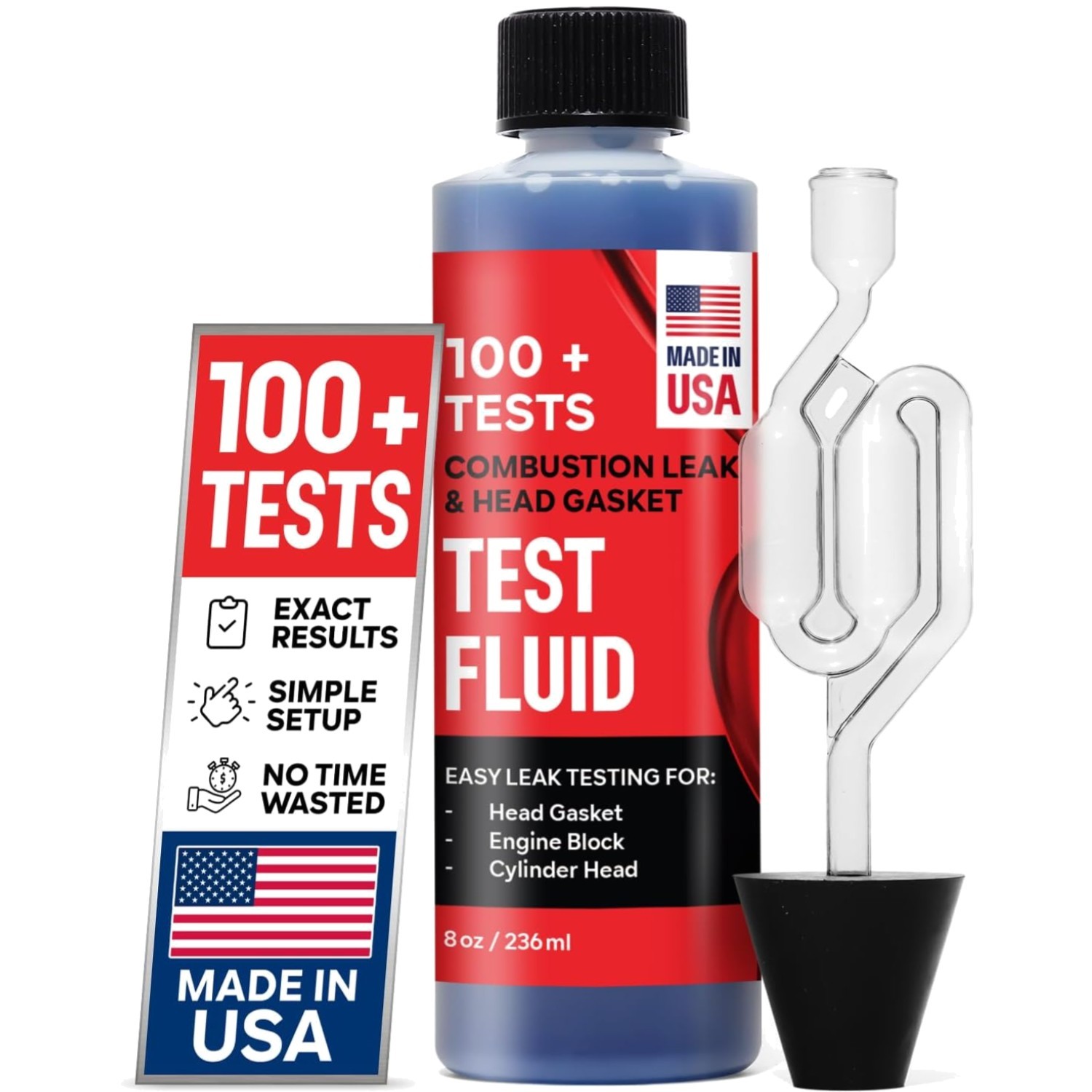 Combustion Leak + Head Gasket  Kit - Over 100 Tests - Includes 8oz Leak-Detec...