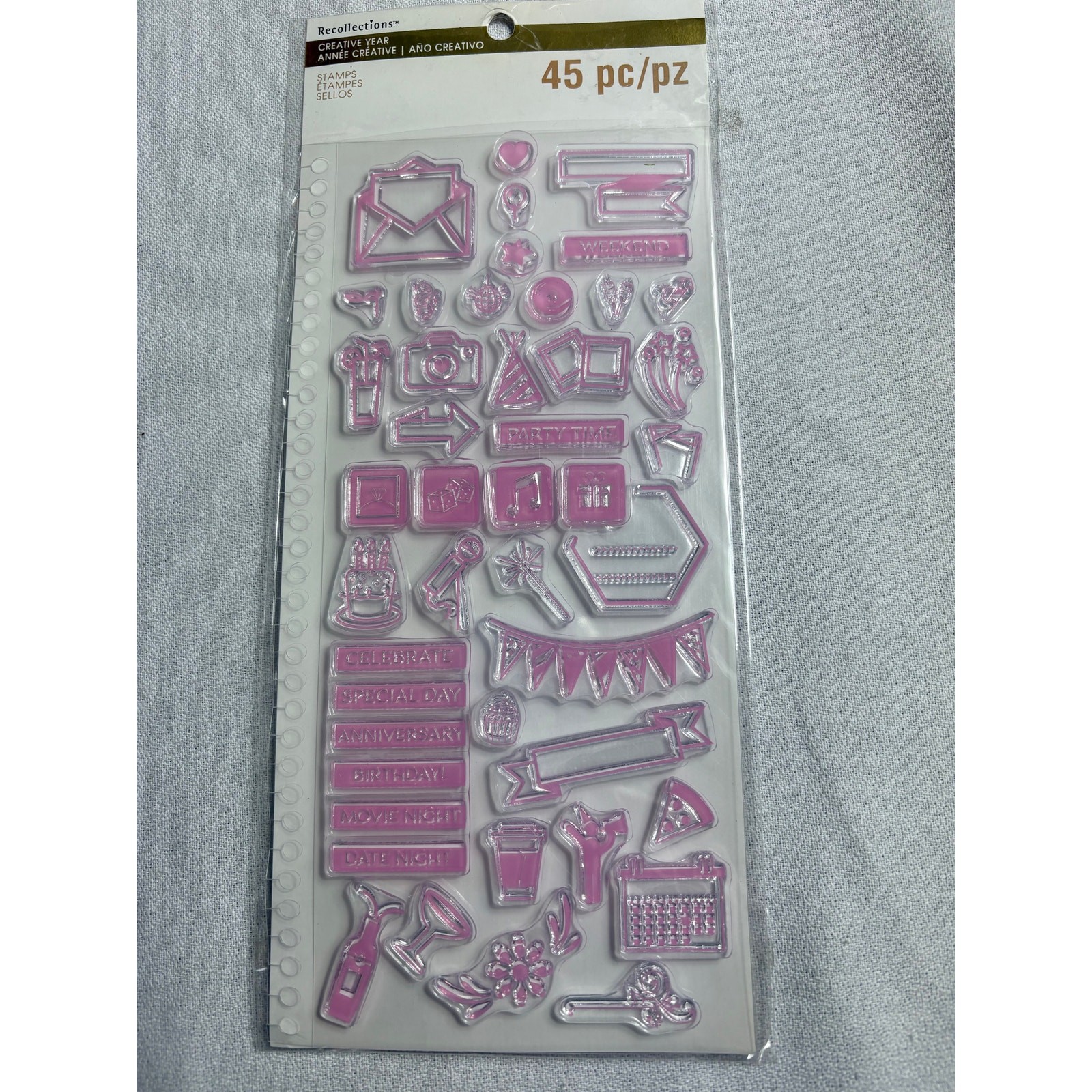 Recollections Creative Year Celebrate Clear Stamps - 45 Pieces 2 pack Bundle