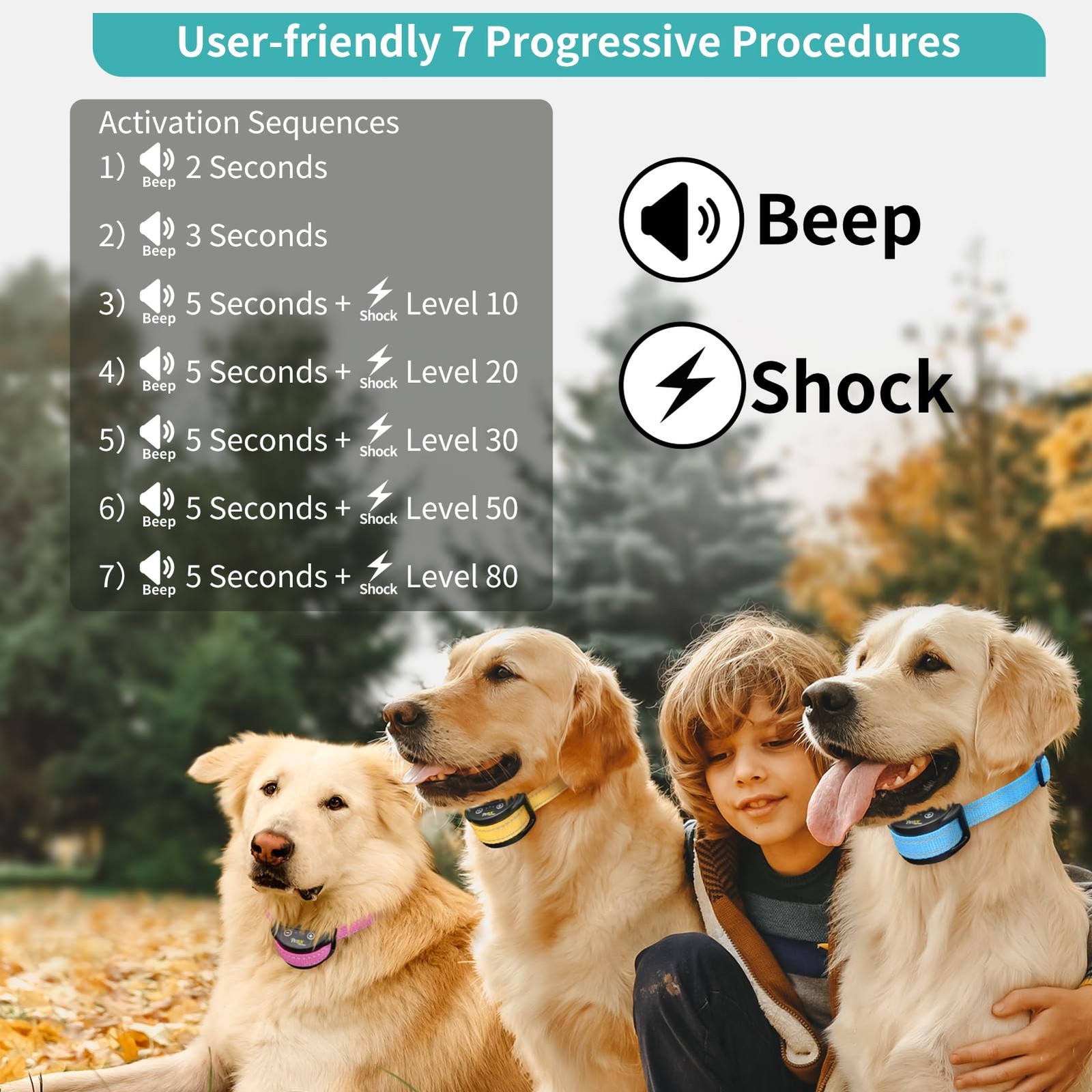 Dog Bark Collar, Automatic Barking Collars, Bark Shock Collar with 5 Adjustab...