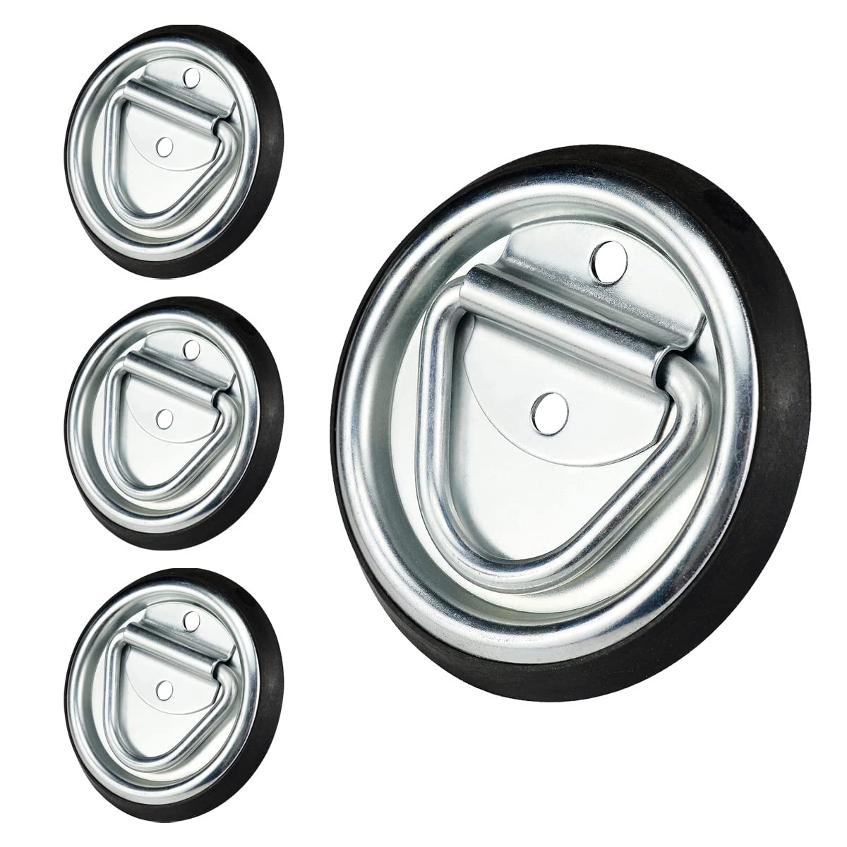 4Pcs D-Ring Tie Down Anchors, 4 Inch Heavy Duty Tie Down Hooks Floor Flush Su...