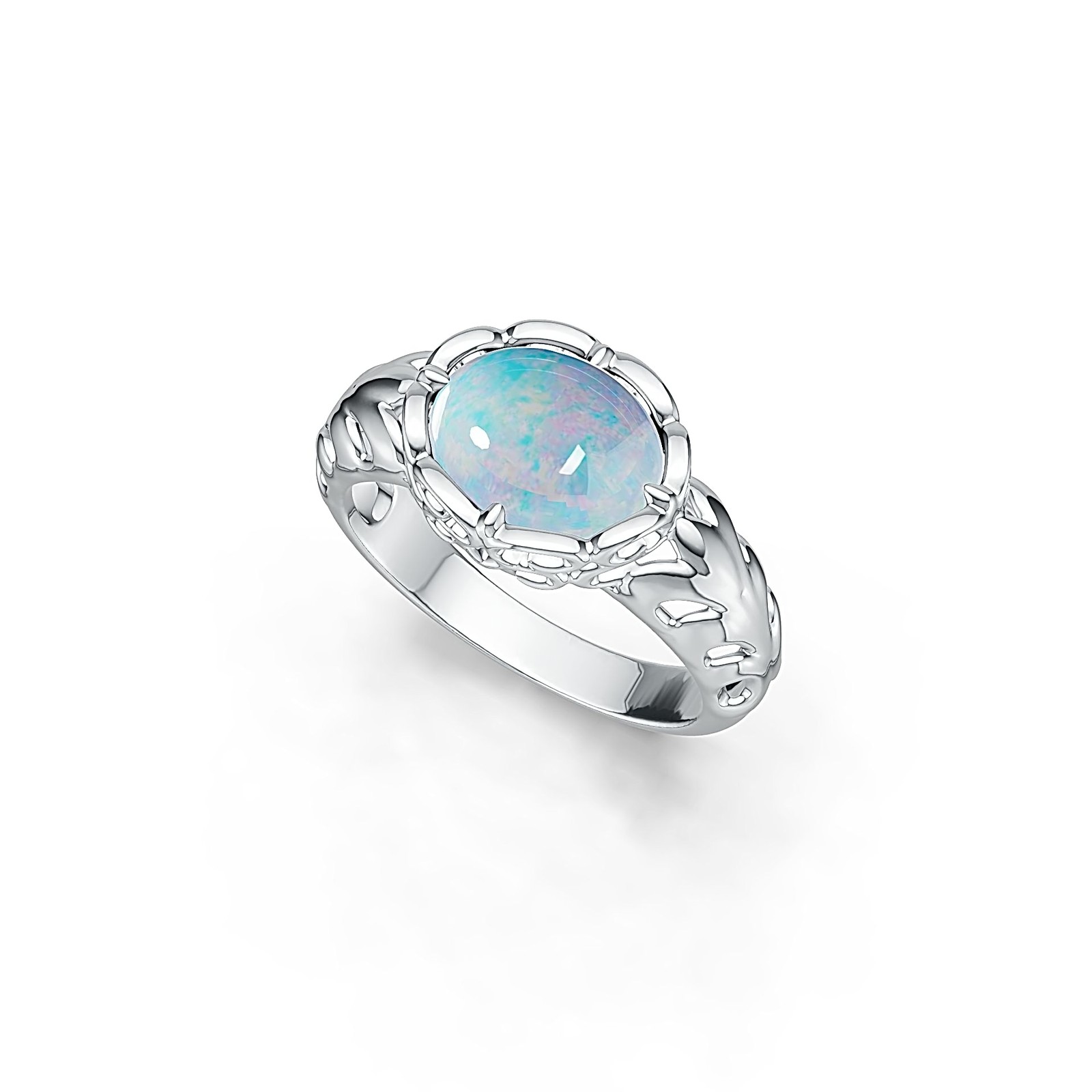 Filigree Sterling Silver Semi Mount Ring Setting Cabochon OV 10x8mm