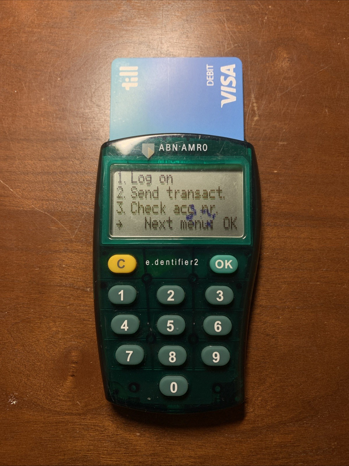 ABN AMRO e.dentifier2 Debit Card Transaction Reader Green Bank Internet Banking