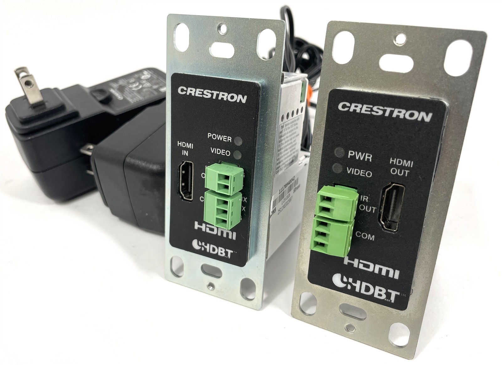 Pair of Crestron DM-RMC-4K-100-C-1G-B-T & DM-TX-4KZ-100-C-1G-B-T w/ AC Adapters