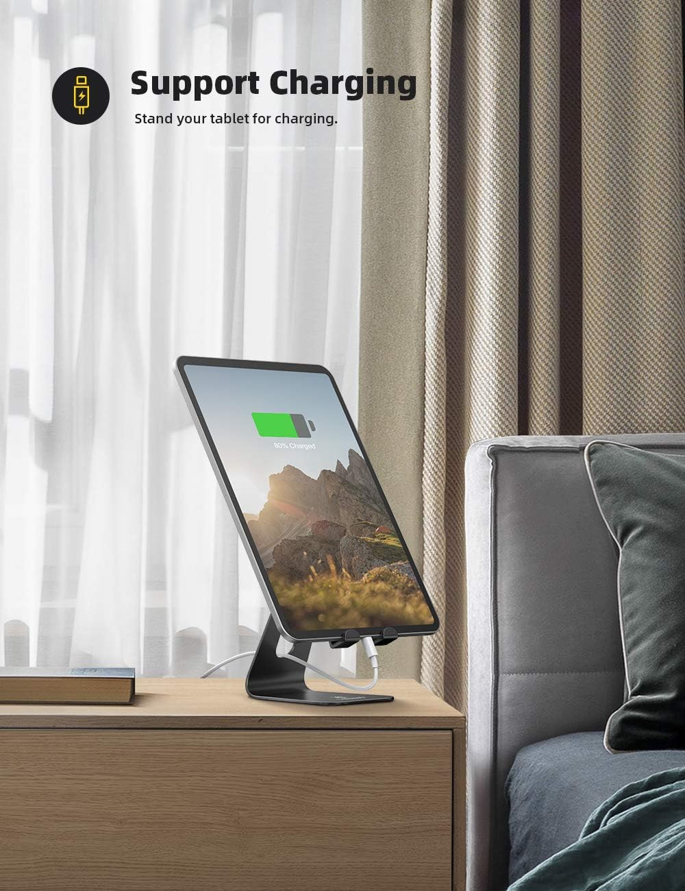 Lamicall Tablet Stand, Tablet Holder for Desk - Multi-Angle Adjustable Tablet De