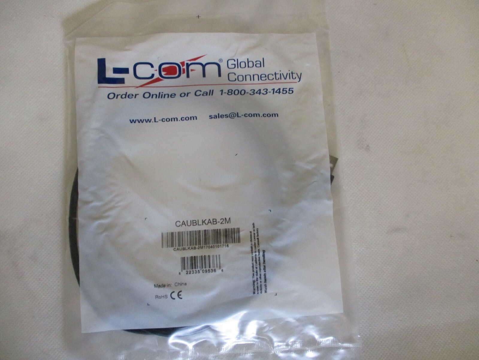 NEW L-COM CAUBLKAB-2M TYPE A MALE/TYPE B MALE 2 METER