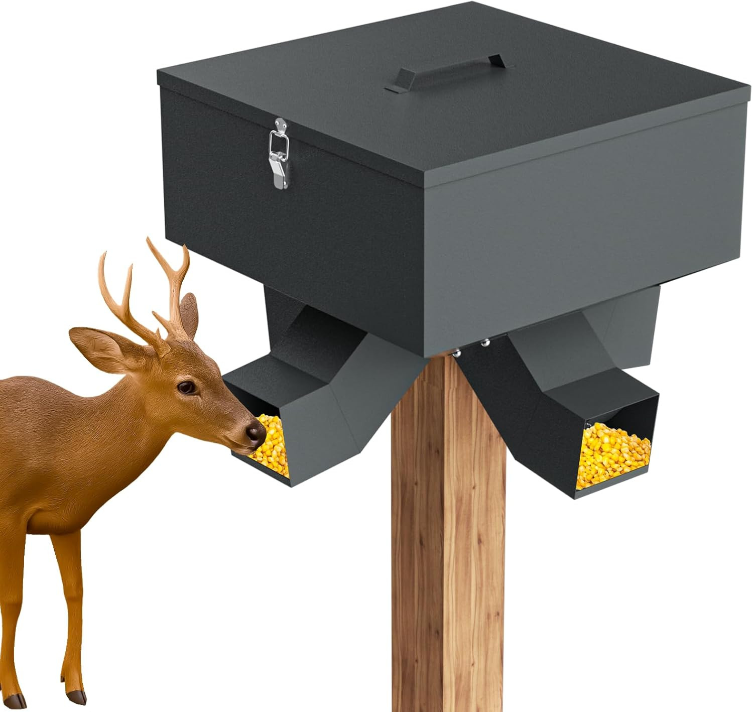 80LB Metal Gravity Deer Feeder,Heavy Duty Automatic Deer Feeder with 4 Feed Port