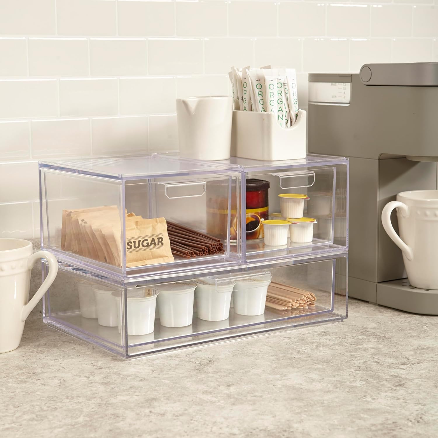 Audrey Stackable Clear Bin Plastic Organizer Drawer | Organize Eyeshadow Palette
