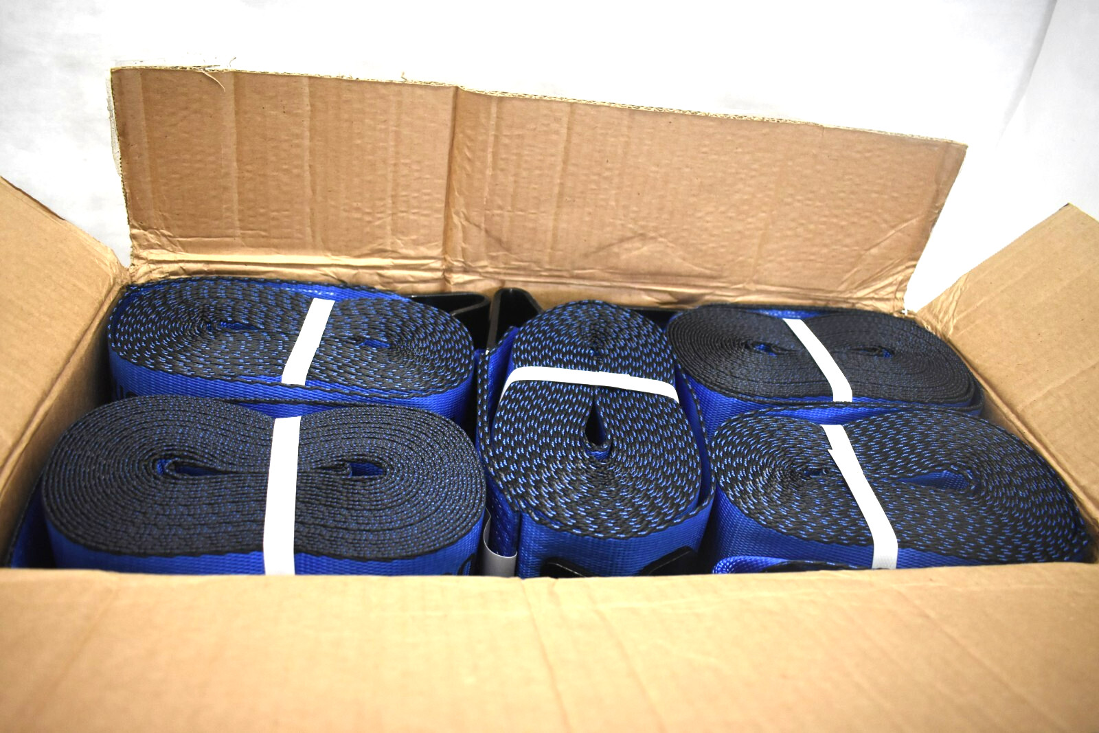 Vevor Truck Straps Winch Straps 4" x 30ft w/ Flat Hook for Towing 10 Pack Blue