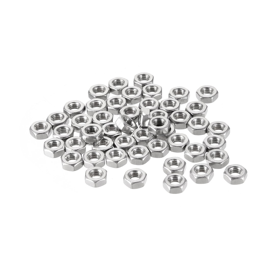 M4  Metric 304SUS Hexagon Hex Nut Silver Tone 50Pcs