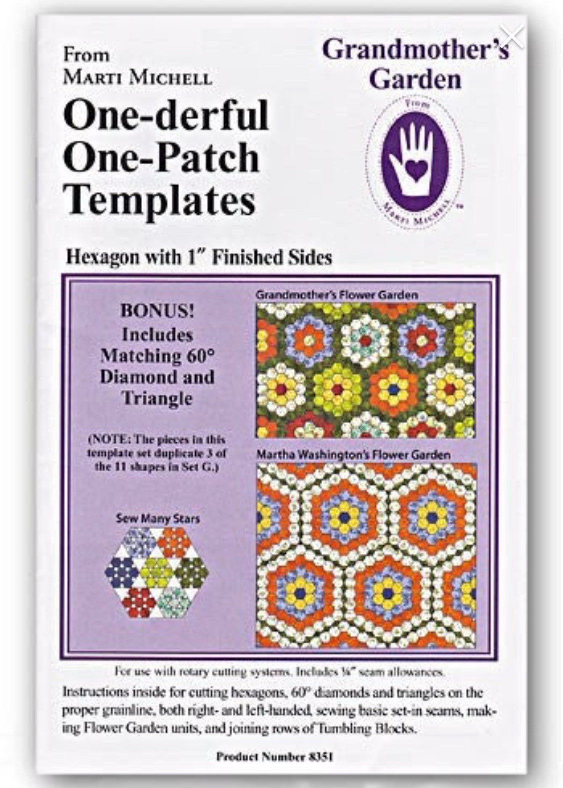 One-derful One-Patch Templates - Grandmother's Garden #8351 By Marti Michell
