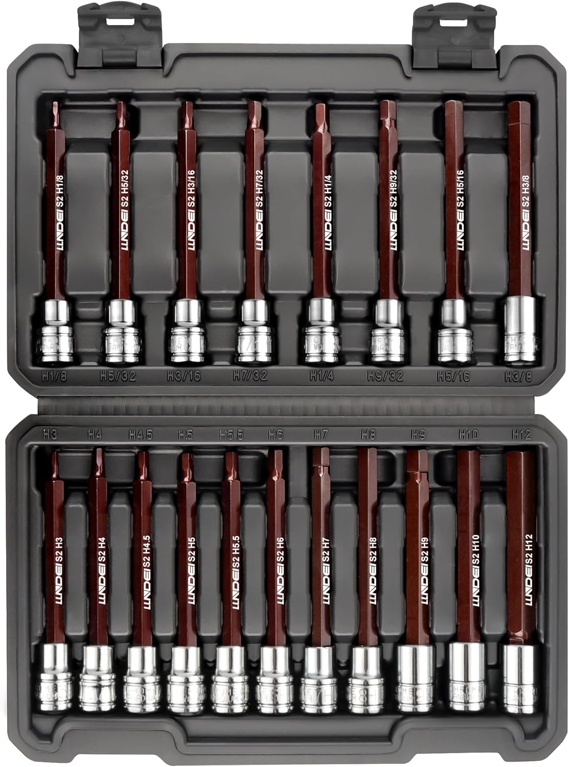 LLNDEI 3/8-Inch Drive Extra Long Allen Hex Bit Socket Set 19PCS- Standard...