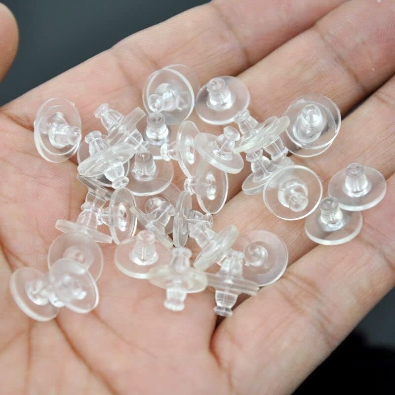Rubber Earring Backs,100PCS Soft Clear Earring Backs Replacements for Droopy