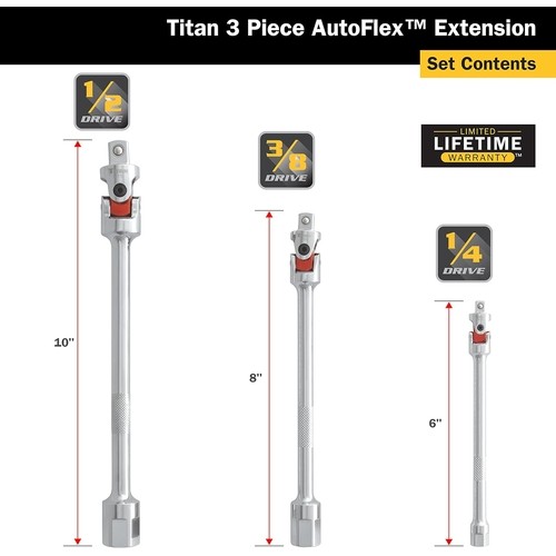 Titan 85154 Auto Flex Universal Joint Extension Adapter Set, 3 Pieces