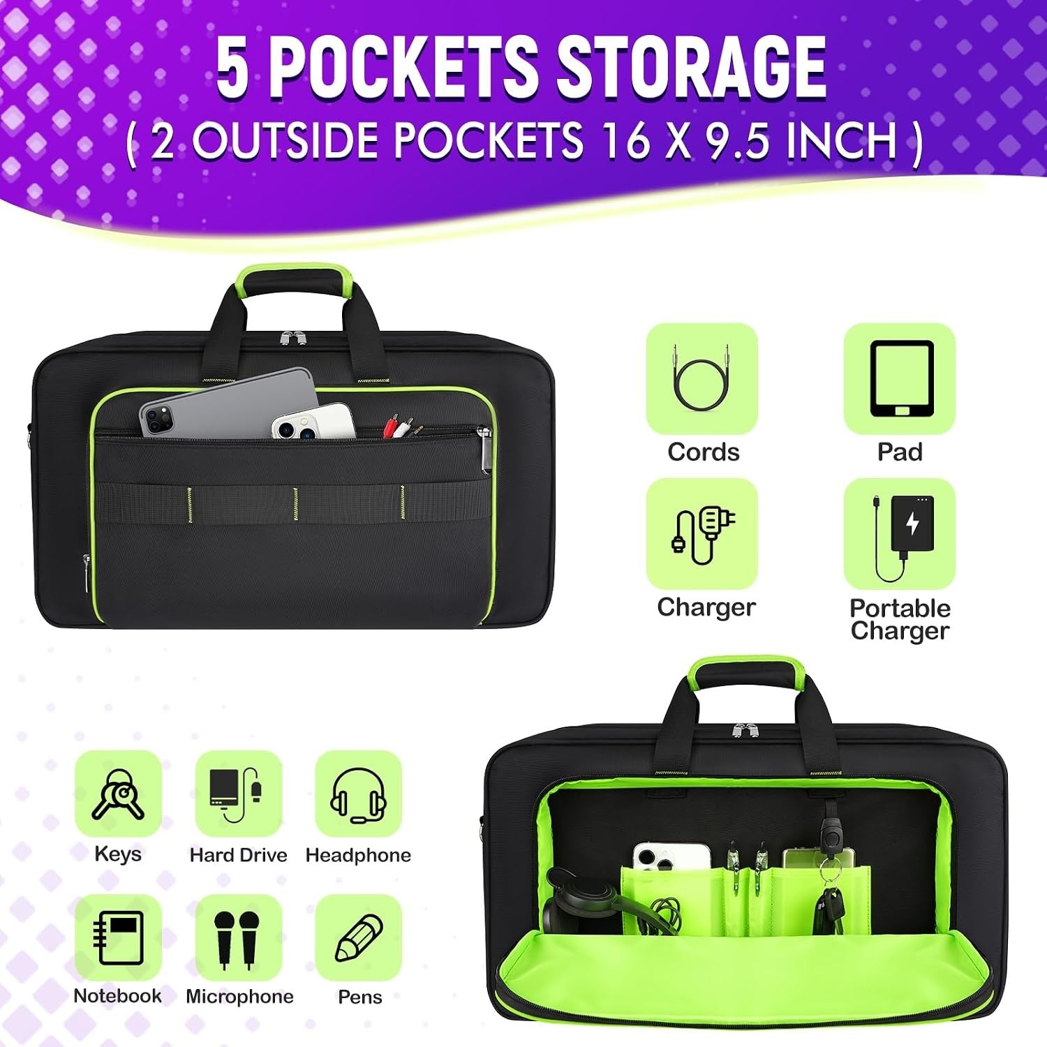 DJ Controller Case for DDJ /400/ with Laptop Compartment | Padded DJ Controll...