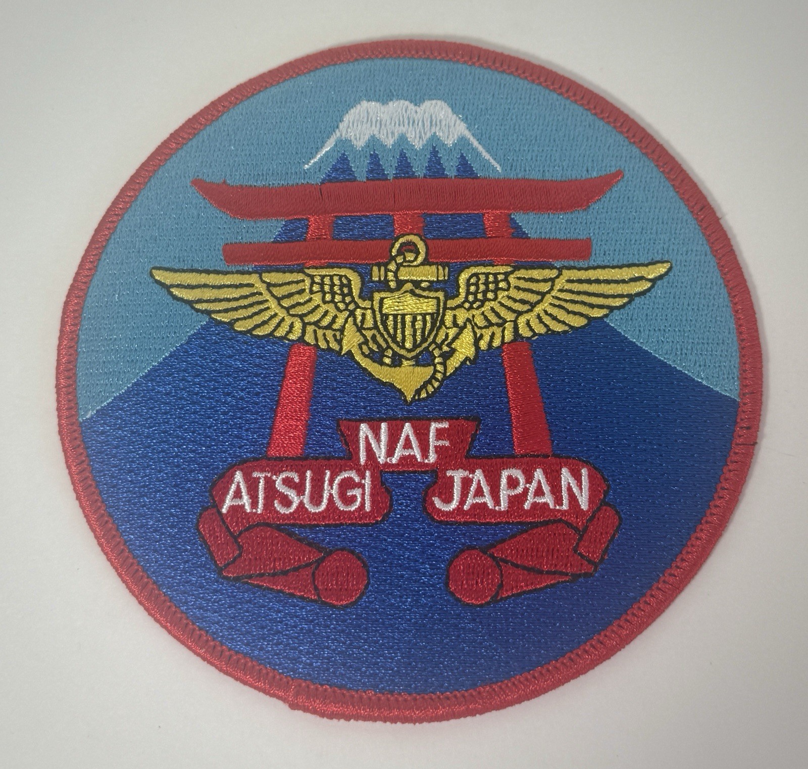 US Navy NAF Atsugi Japan Patch 4.5” Naval Air Facility Embroidered Mount Fuji