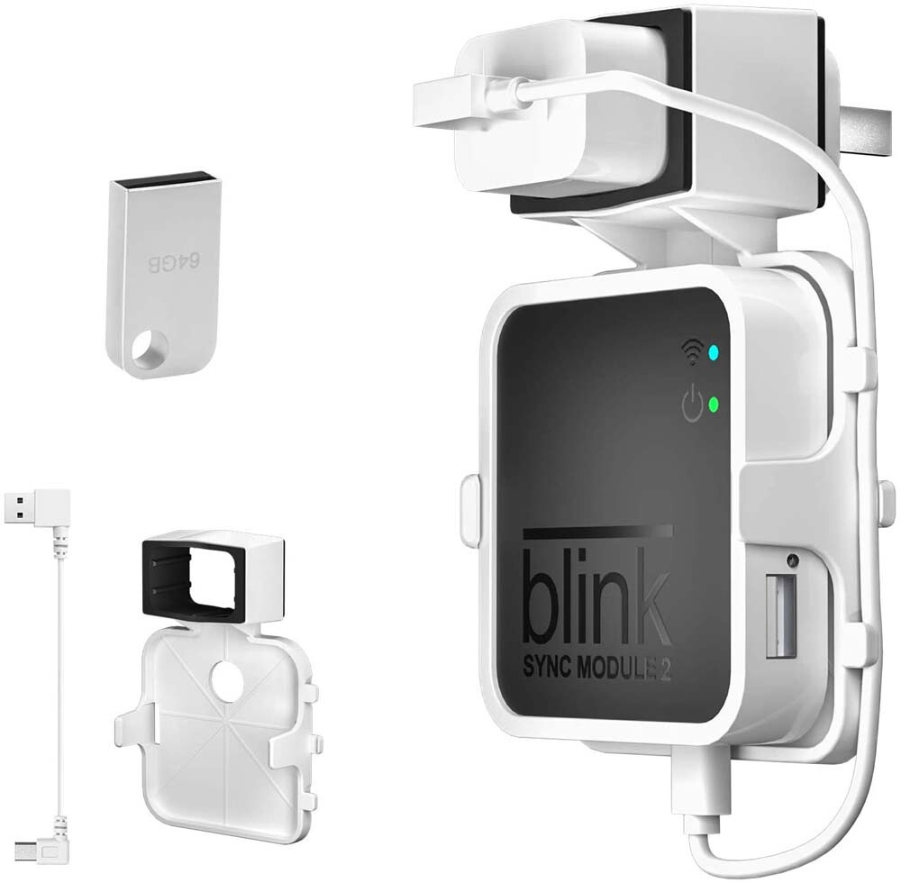 64GB USB Flash Drive & Outlet Wall Mount Bracket for Blink Sync Module 2