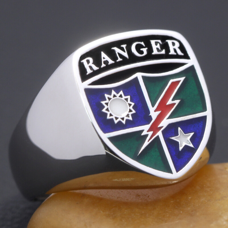 Army Rangers Regiment 75th Military Solid Sterling Silver Ring