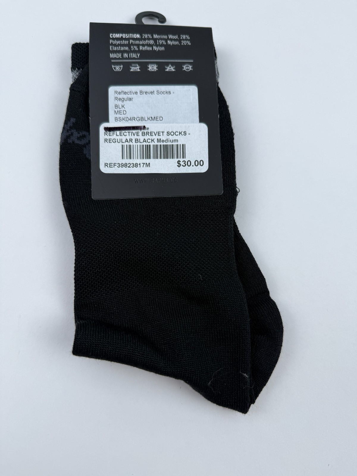 Rapha Reflective Brevet Socks SIZE Medium Black