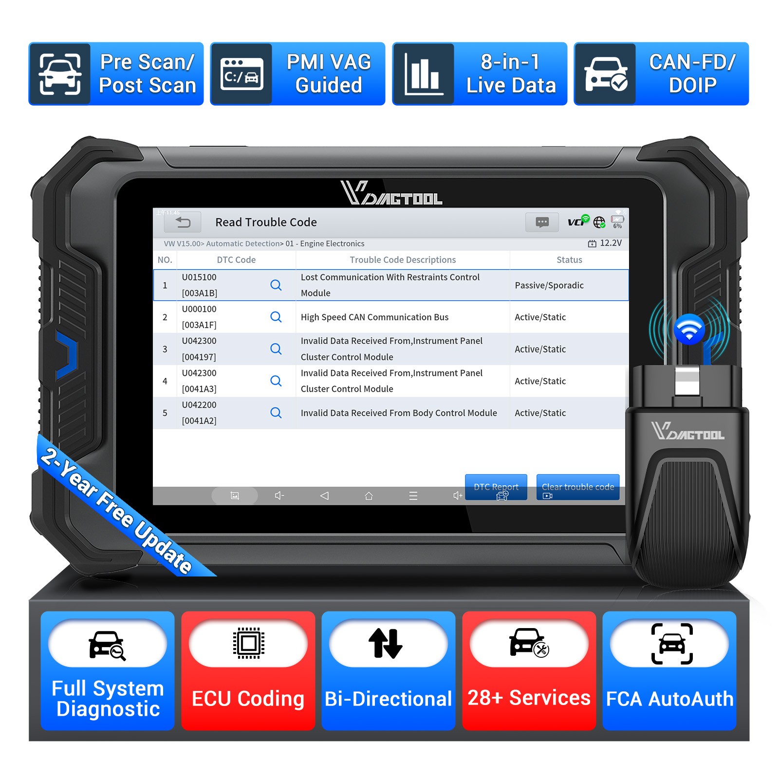 2026 VDIAGTOOL VD80 BT LITE Full Systems Diagnostic Tool Wireless OBD2 Scanner