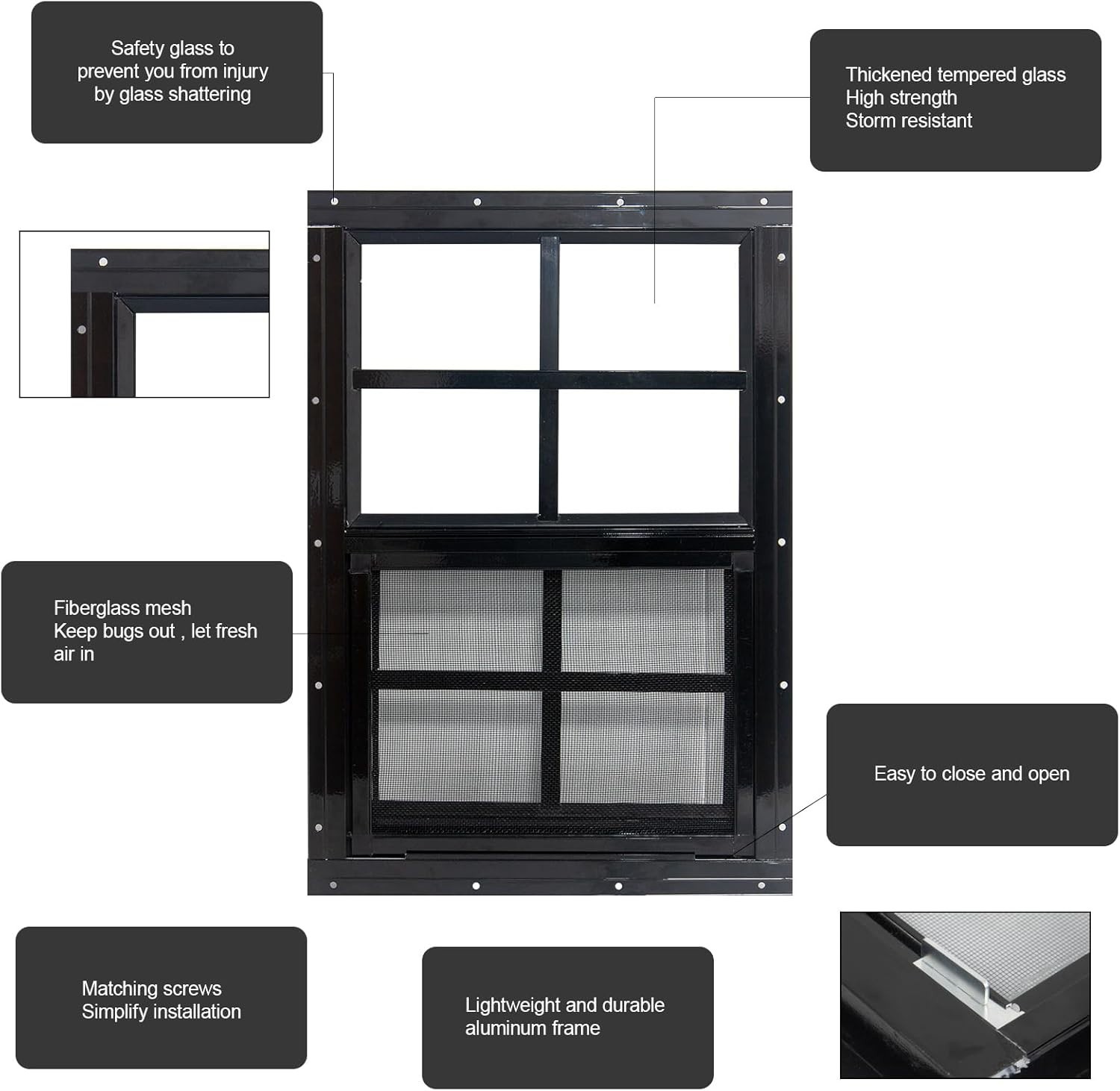 Compact Sliding Shed Windows 2 Pack