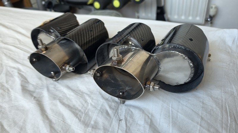 BMW 8 Series G14 G15 Stainless Steel & Carbon Fibre Quad Exhaust Tips