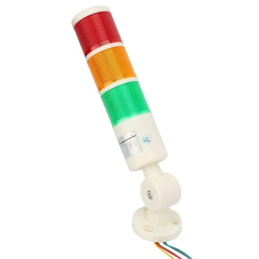 Red Green Yellow Led Stack Light Alarm Signal Tower Lamp W/Buzzer 12V New
