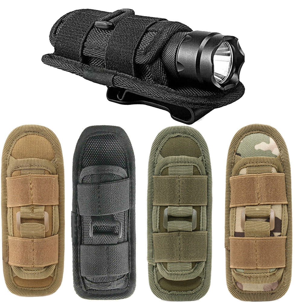 Tactical LED Flashlight Holster Holder Pouch 360° Rotatable Carry Belt Case Bag