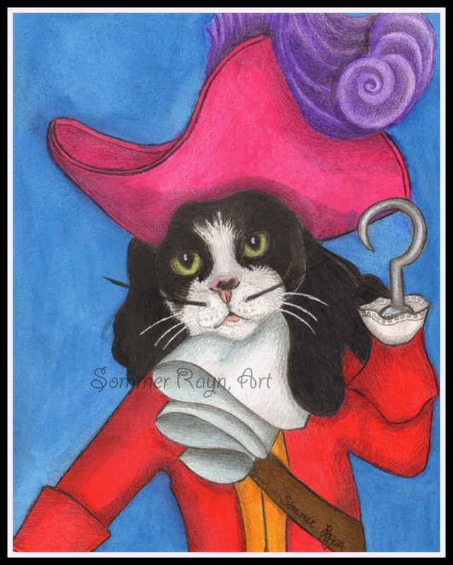 Captain Hook the Pirate Cat, Yar, Yo Ho Ho, card/print, Item #0620