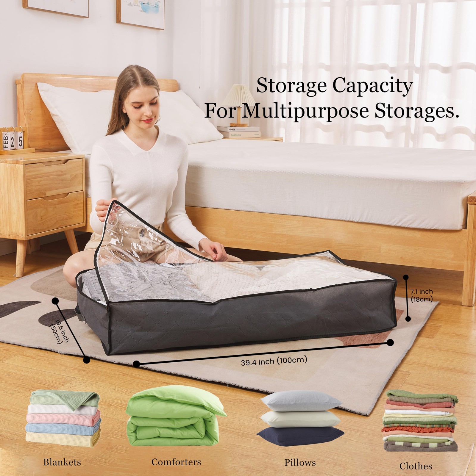 Modern Rectangular Underbed Storage Bin 6 Count Large 540l Total Volume Black